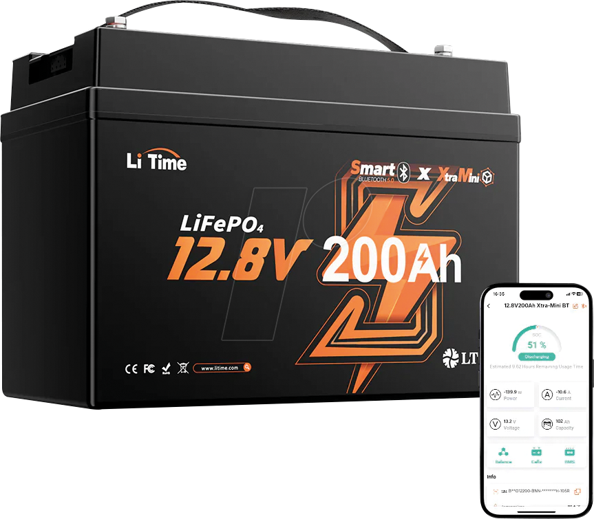 LI 12-200/200 BT - Lithium-Akku, LiFePO4, 12,8 V, 200 Ah, BMS, BT, IP65