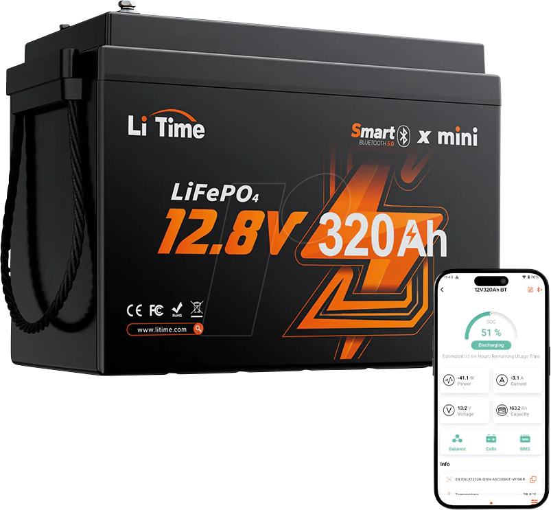 LI 12-320/200 BT - Lithium-Akku, LiFePO4, 12,8 V, BMS, BT, IP65, Underseat