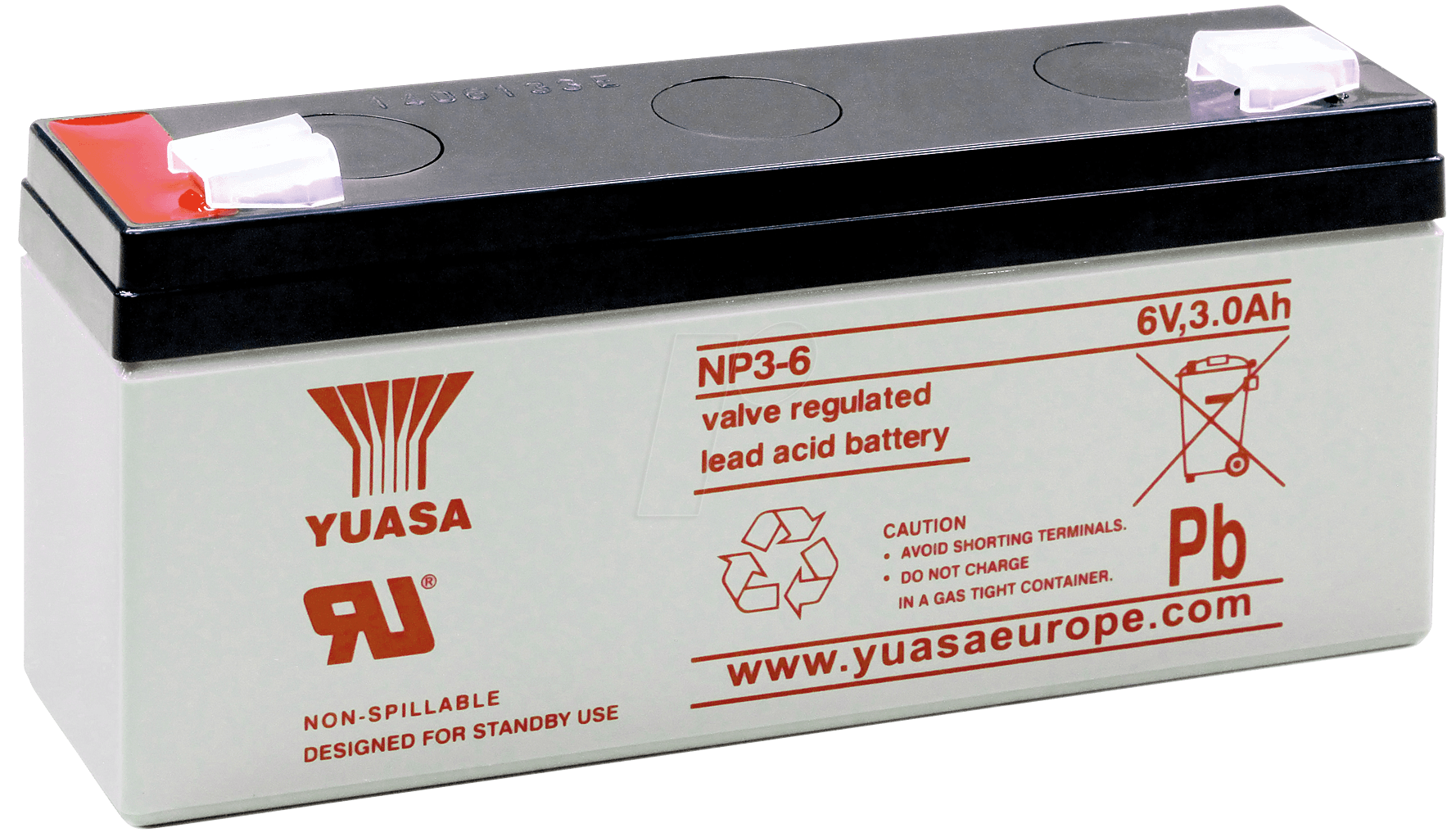 YU NP3-6 - Blei-Vlies-Akku, 6 V, 3 Ah