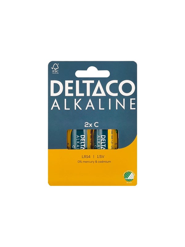 Deltaco battery - 2 x LR14 / C type - Alkaline