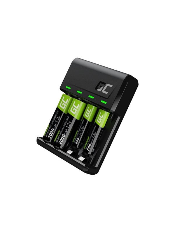 Green Cell VitalCharger battery charger - 0.5 Watt - with 2 x AA NiMH 2000 mAh rechargeable batteries and 2 x AAA NiMH 800 mAh rechargeable batteries