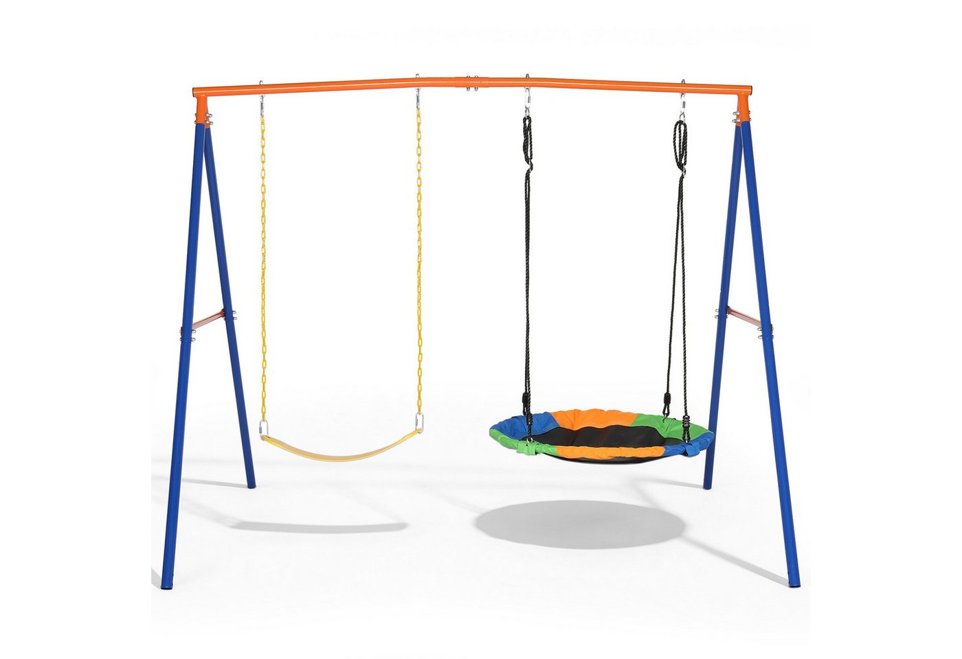 LALAHO Schaukelgestell nmit Nestschaukel,Kinderschaukel,A-Rahme,Schaukelgerüst, 2-in-1 Schaukel Set mit Schaukelteller & Gürtelschwinge für Garten Bild 5