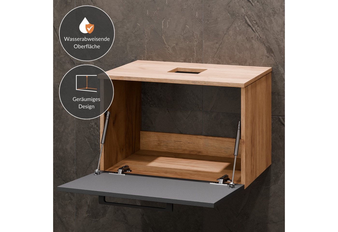 Planetmöbel Badmöbel-Set ASTRA Waschtischunterschrank 60 cm mit Seitenschrank, (Waschbeckenunterschrank, 2-St., Badezimmerschrank), Badezimmer Möbel im modernen Design Bild 4