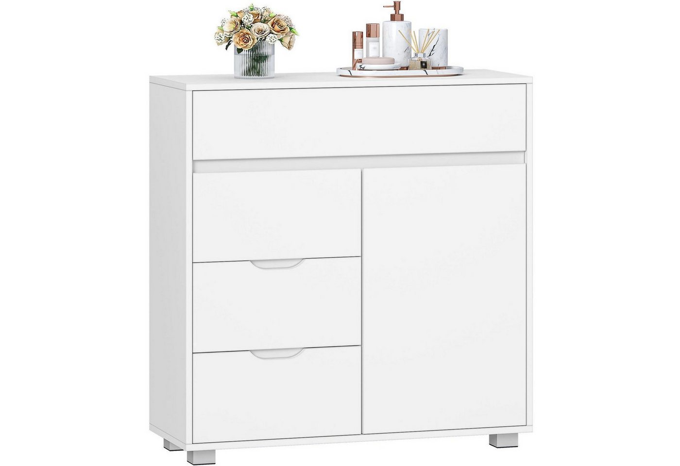 LuxusKollektion Badkommode Badezimmerschrank Kommode 4 Schubladen Schranktür Weiß 30 x 80 x 82 cm Bild 3