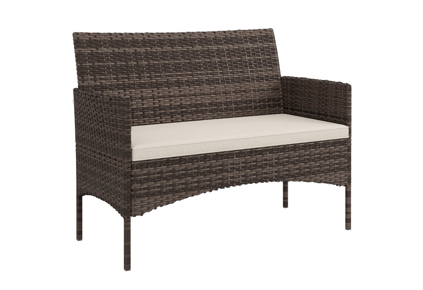 Outsunny Gartensofa 2-Sitzer Rattansofa mit Kissen, Couch für Garten, Poly Rattan, 1 Teile, Wetterfest, abnehmbarer Bezug, rutschfest Bild 2