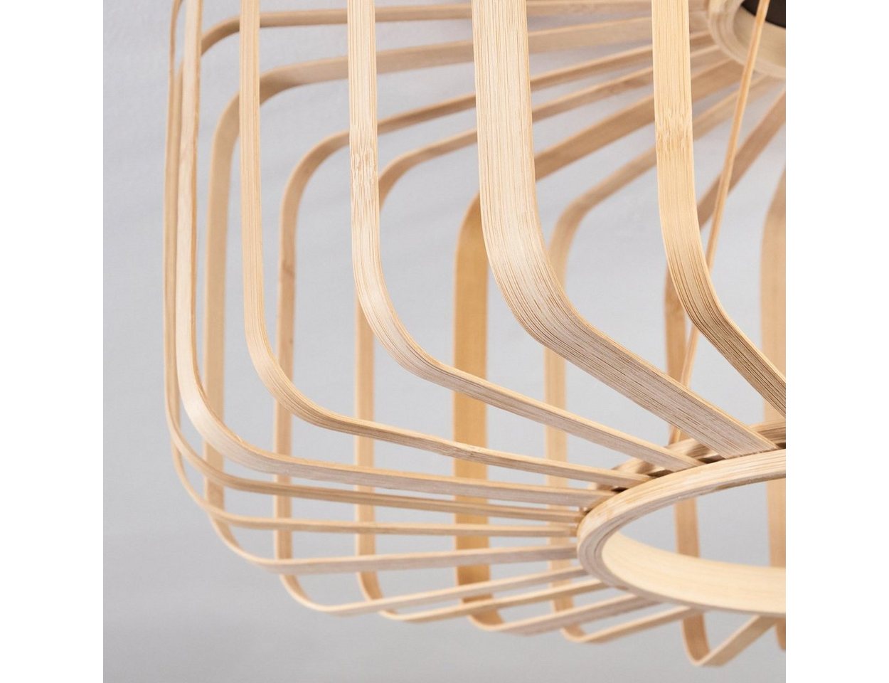 hofstein Deckenleuchte »Aidone« Deckenlampe aus Metall in Schwarz, ohne Leuchtmittel, mit Bambus/Holz Schirm, Ø50cm, E27, Moderne Leuchte mit Lichtspiel