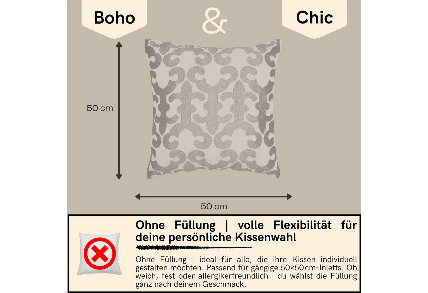 Marrakesch Orient & Mediterran Interior Zierkissen Boho Kissenbezug Kayon handgefertigt aus Baumwolle in Rot 50 x 50 cm, (1 St)