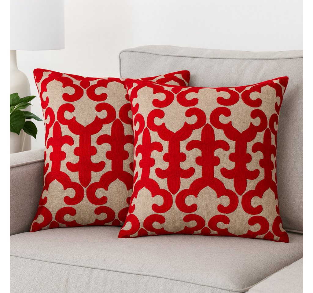Marrakesch Orient & Mediterran Interior Zierkissen Boho Kissenbezug Kayon handgefertigt aus Baumwolle in Rot 50 x 50 cm, (1 St) Bild 5