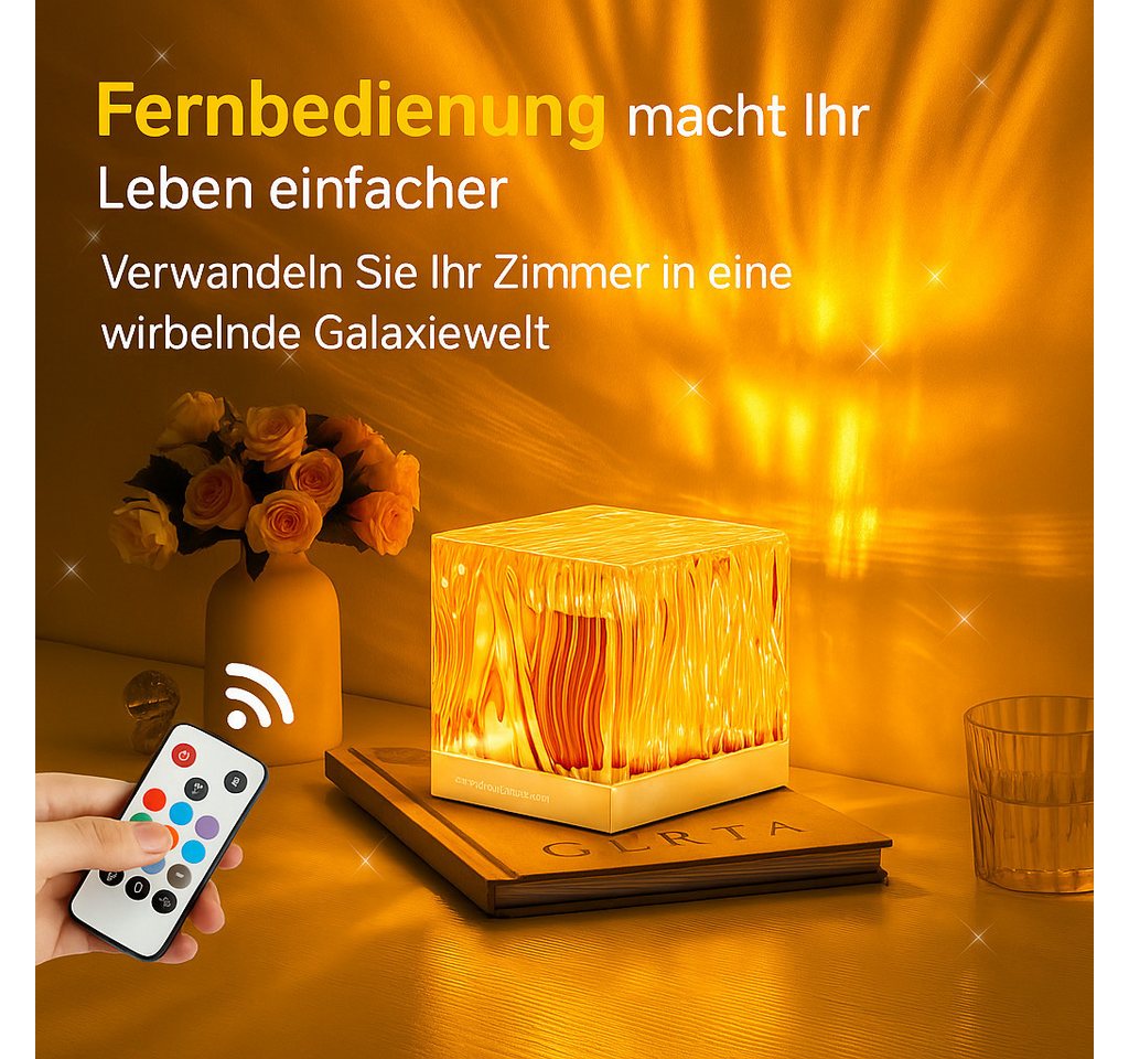 Futicare Nachtlicht LED Northern Lights Projektor, Tischlampe Kristall, 18 Farben Aurora Licht, 162 Modi, Dimmbar, Mit Fernbedienung & Timer, Schlafzimmer Deko Lampe