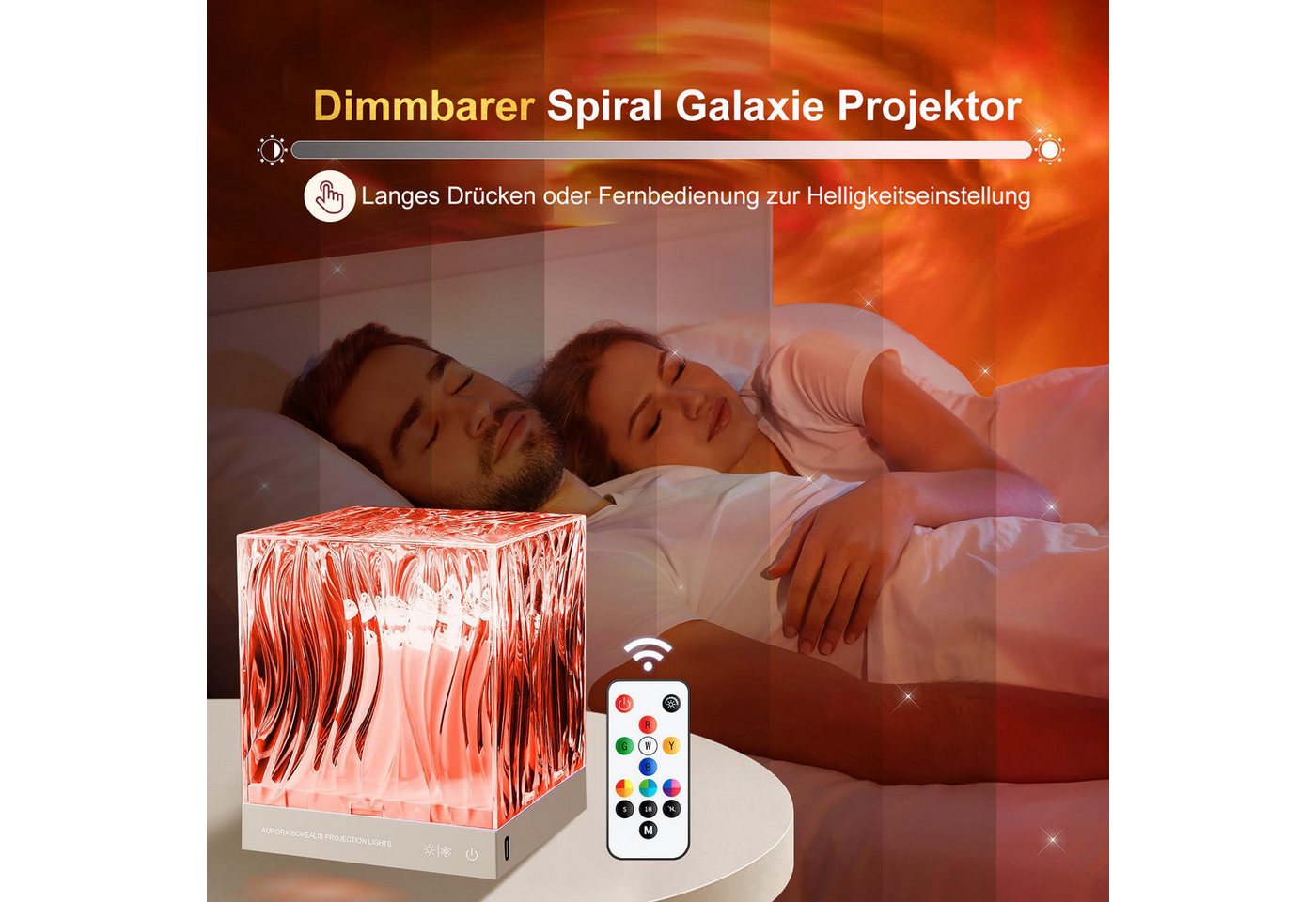 Futicare Nachtlicht LED Northern Lights Projektor, Tischlampe Kristall, 18 Farben Aurora Licht, 162 Modi, Dimmbar, Mit Fernbedienung & Timer, Schlafzimmer Deko Lampe Bild 3