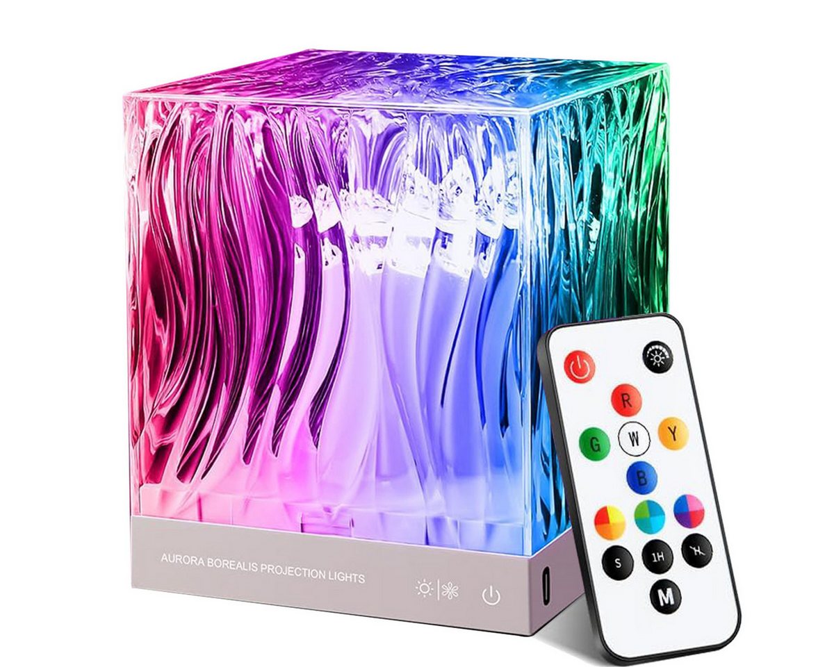Futicare Nachtlicht LED Northern Lights Projektor, Tischlampe Kristall, 18 Farben Aurora Licht, 162 Modi, Dimmbar, Mit Fernbedienung & Timer, Schlafzimmer Deko Lampe Bild 4
