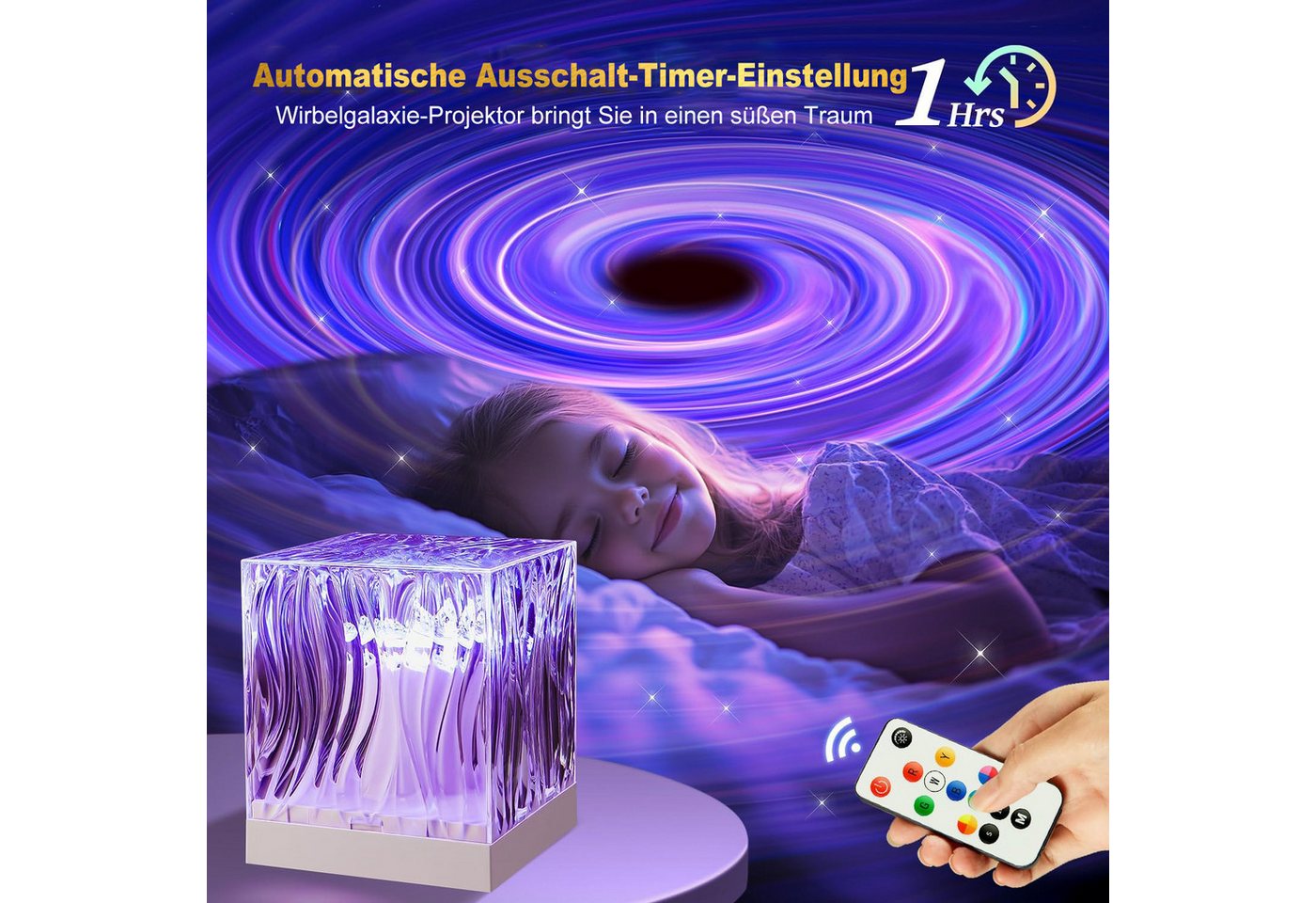 Futicare Nachtlicht LED Northern Lights Projektor, Tischlampe Kristall, 18 Farben Aurora Licht, 162 Modi, Dimmbar, Mit Fernbedienung & Timer, Schlafzimmer Deko Lampe Bild 5