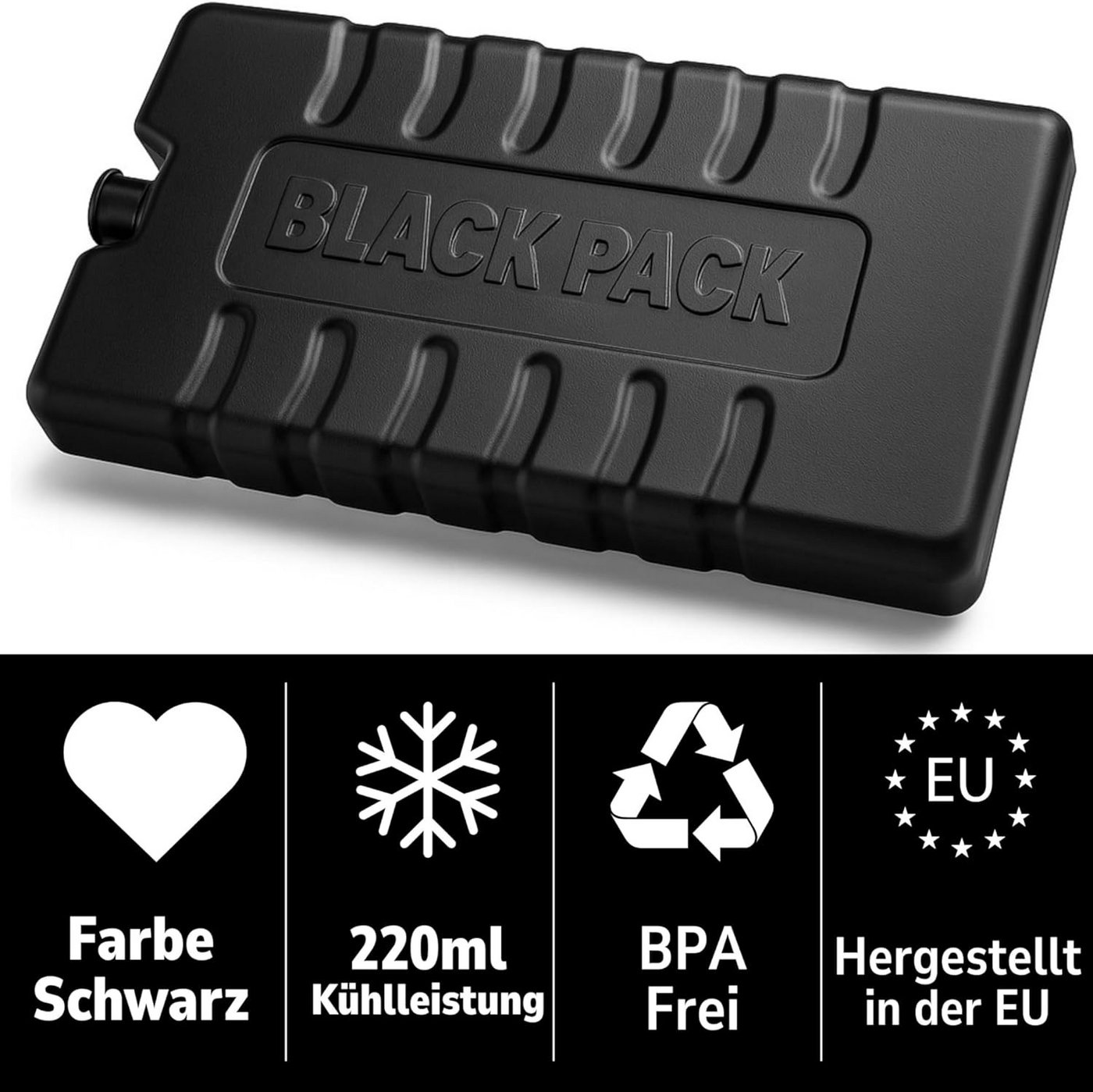 ToCi Kühlakku BLACK PACK Kühlakku Sets 220ml - Wiederverwendbare Kühlakkus Schwarz Bild 2