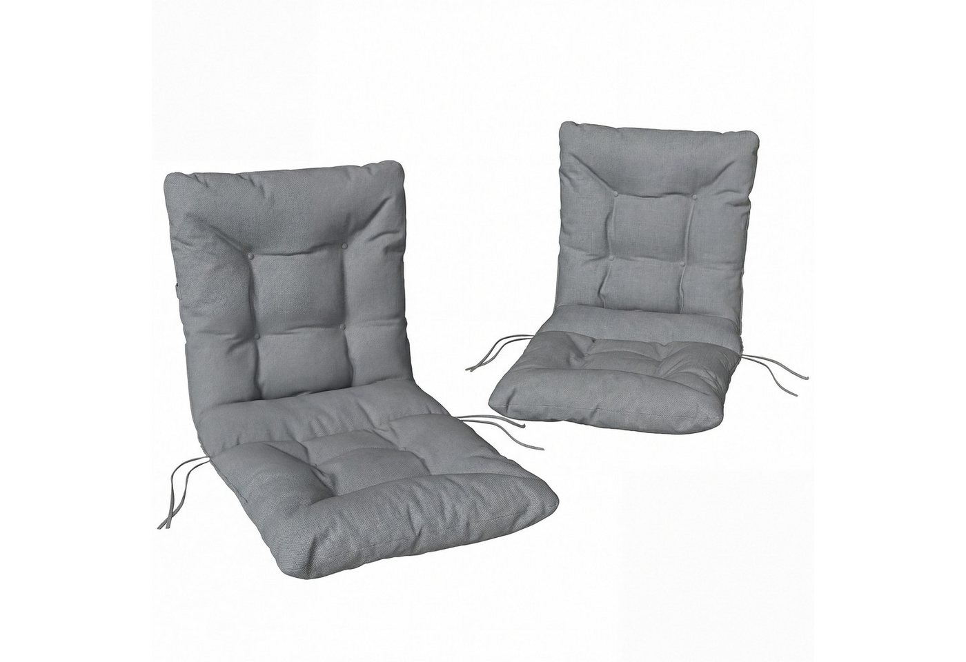 Outsunny Sitzauflage 2er Set Sitzkissen Stuhlkissen Indoor Outdoor Sitzpolster Hellgrau, (Sitzpolster, 2 St., Stuhlpolster), Outdoor-geeignet, wasserabweisend