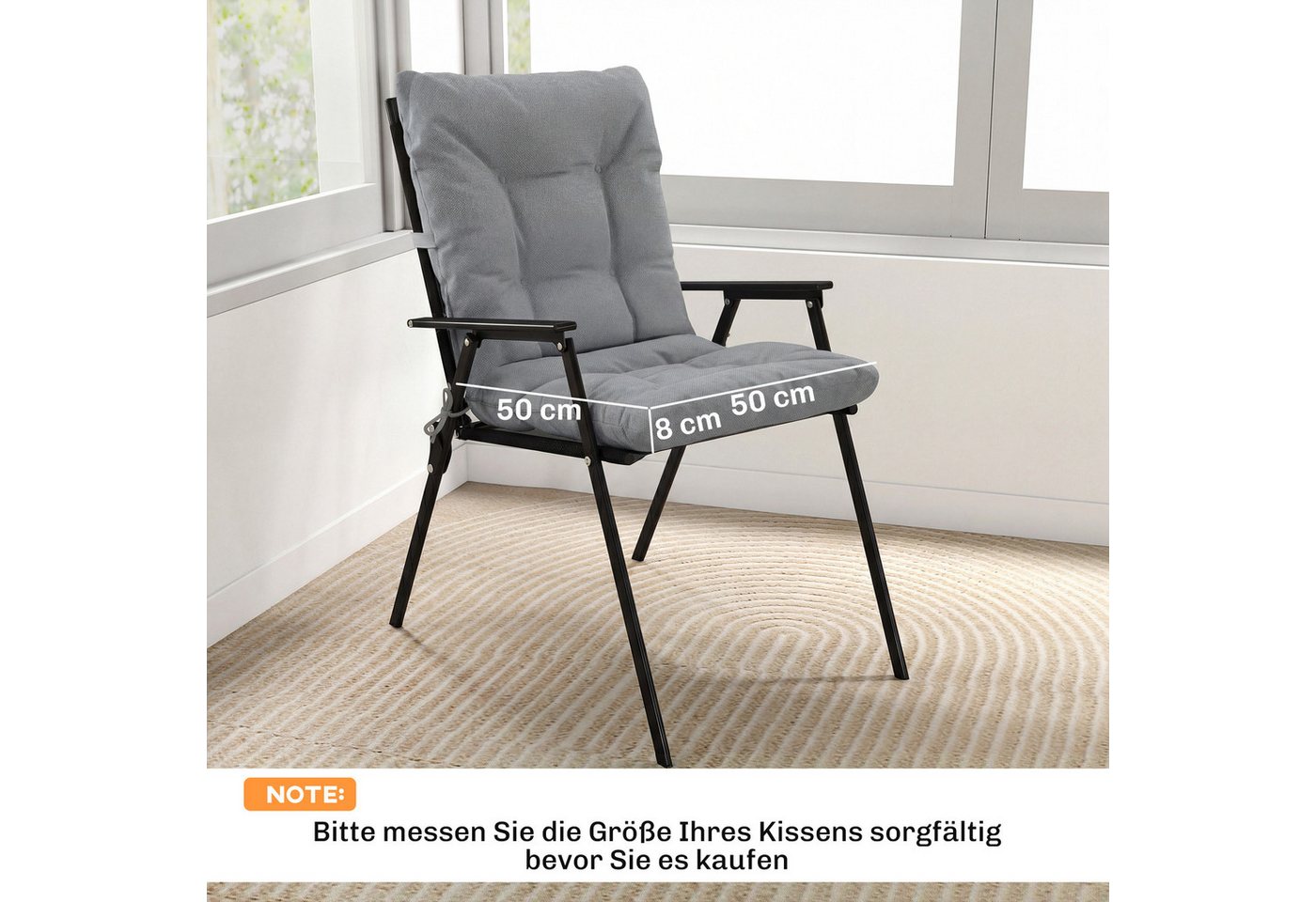 Outsunny Sitzauflage 2er Set Sitzkissen Stuhlkissen Indoor Outdoor Sitzpolster Hellgrau, (Sitzpolster, 2 St., Stuhlpolster), Outdoor-geeignet, wasserabweisend Bild 2