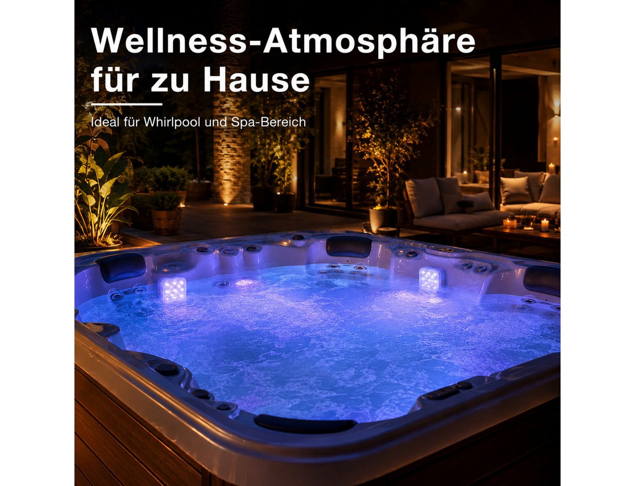 Tekoo Pool-Lampe LED Poollicht IP68, RGB Unterwasserbeleuchtung mit Fernbedienung, LED fest integriert, RGB-Farbwechsel, Mehrfarbig, IP68 wasserdicht, RGB-Farbwechsel Bild 3