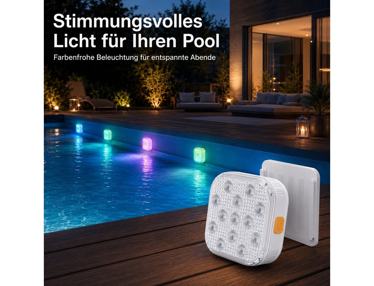 Tekoo Pool-Lampe LED Poollicht IP68, RGB Unterwasserbeleuchtung mit Fernbedienung, LED fest integriert, RGB-Farbwechsel, Mehrfarbig, IP68 wasserdicht, RGB-Farbwechsel Bild 4
