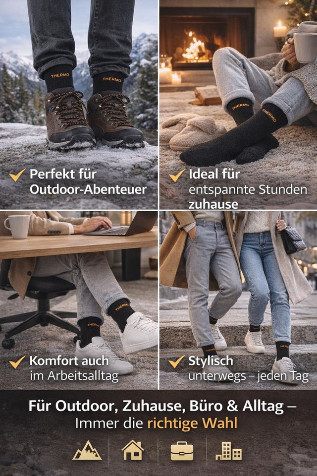 Weissmantel Thermosocken 12 Paar Thermosocken Baumwolle Wintersocken Warme Socke Thermostrümpfe (Spar-Set, Schwarz, Warme Wintersocken Wintersocken Thermosocken Dicke Socken) Dicke Warme Wintersocken Winter Socken Herren Damen Kuschelig