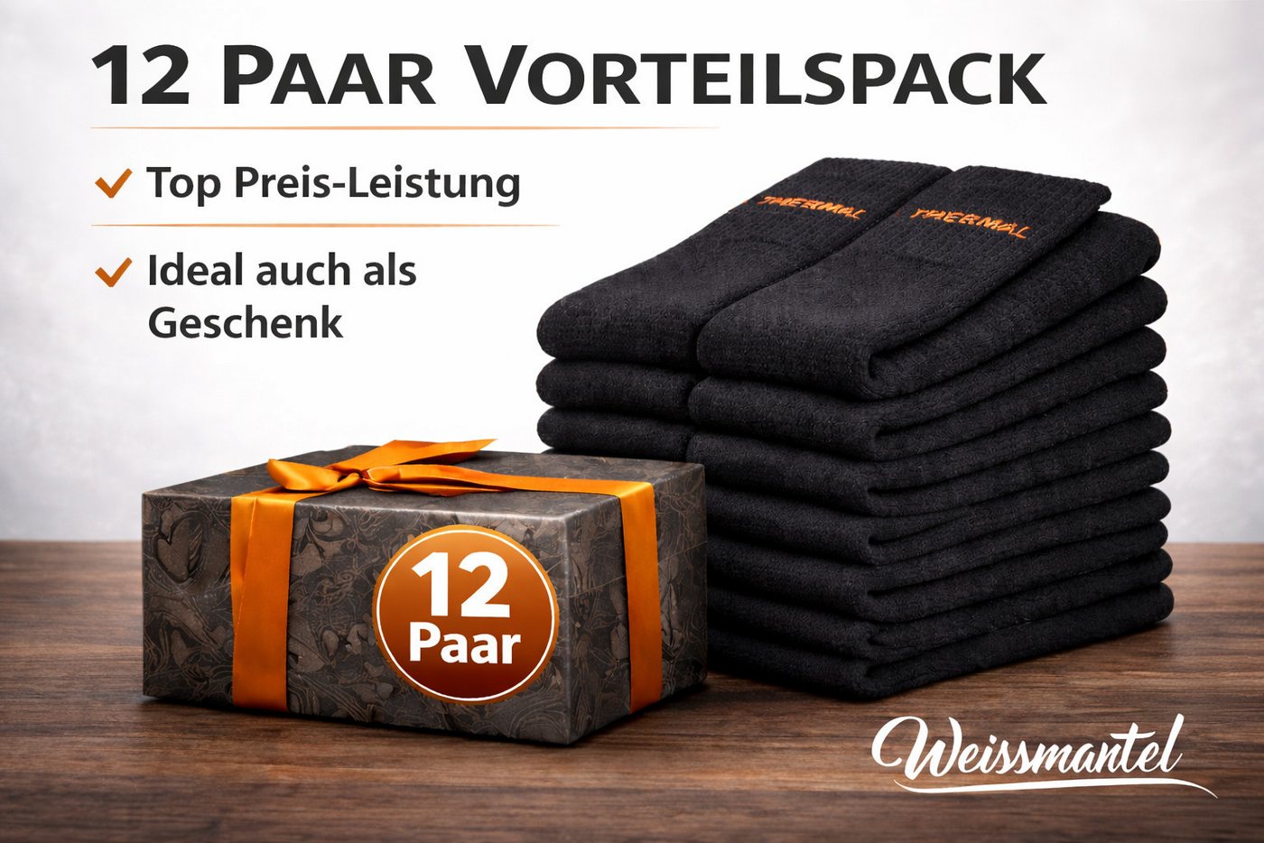 Weissmantel Thermosocken 12 Paar Thermosocken Baumwolle Wintersocken Warme Socke Thermostrümpfe (Spar-Set, Schwarz, Warme Wintersocken Wintersocken Thermosocken Dicke Socken) Dicke Warme Wintersocken Winter Socken Herren Damen Kuschelig Bild 3