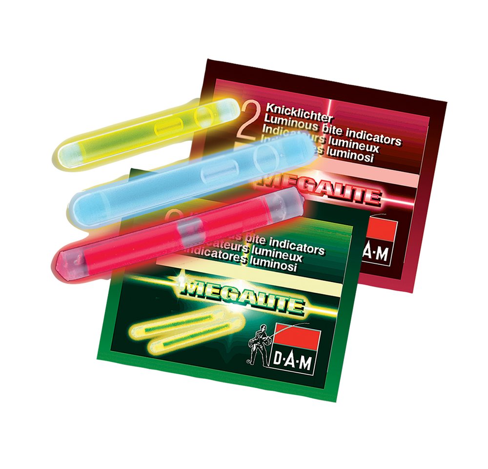 DAM Fishing Bissanzeiger Knicklicht Knicklichter Chemical Light Gelb Rot Blau 4.5 x 39mm 20 50 oder 100 St, (20-St), Bewährte DAM Qualität mit Leuchtkraft von über 12 Stunden Bild 2