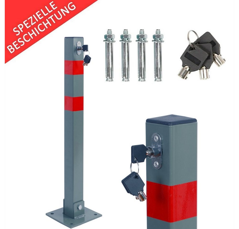 Feel2Home Absperrpfosten Parkpfosten klappbar Parkplatzsperre 65cm Absperrpfosten Poller (Stück, 1-tlg., inkl. Schlüssel, Parkplatzbügel, Bodenanker), Outdoor Pulverbeschichtung, garantierte Farben auch nach 3-5 Jahren! Bild 4