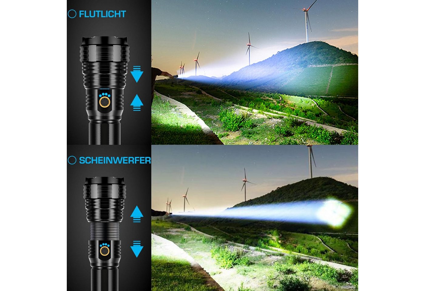 FELIXLEO LED Taschenlampe LED Taschenlampe Aufladbar 600000 Lumen XHP70 2 IPX7 Wasserdicht (1-St) Bild 2