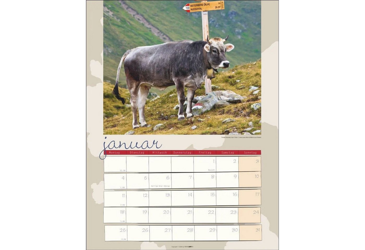 Wandkalender Kuh Kalender 2027