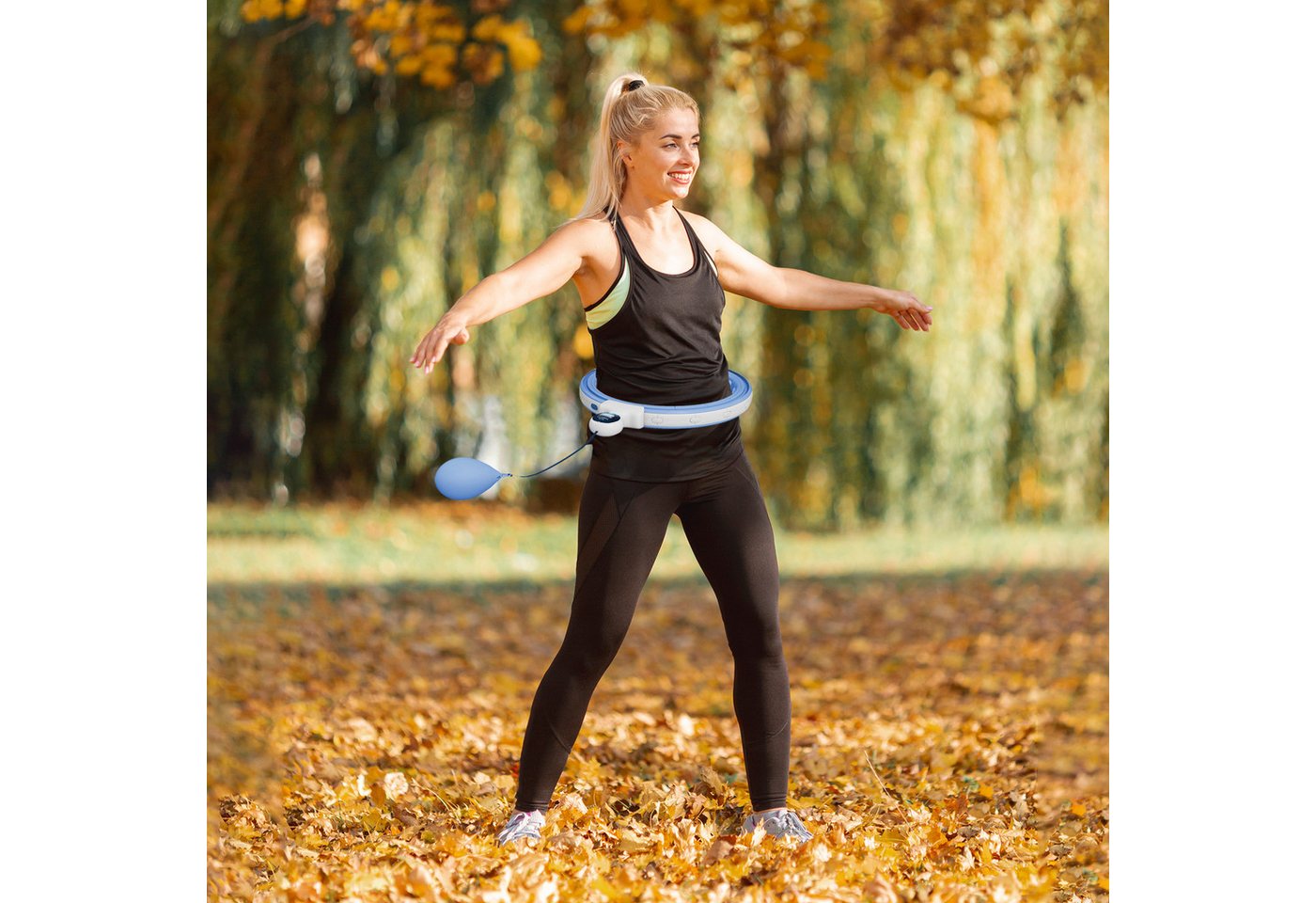 SPORTNOW Hula-Hoop-Reifen Erwachsene mit Gewicht Kugel Zähler 16 Knoten Smart Infinity (einstellbar Fitness leise Abnehmen Ausrüstung, 1-tlg., Fitnessgerät), für Gewichtsverlust, Fitness Hellblau