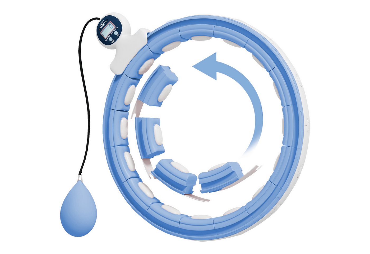 SPORTNOW Hula-Hoop-Reifen Erwachsene mit Gewicht Kugel Zähler 16 Knoten Smart Infinity (einstellbar Fitness leise Abnehmen Ausrüstung, 1-tlg., Fitnessgerät), für Gewichtsverlust, Fitness Hellblau Bild 3