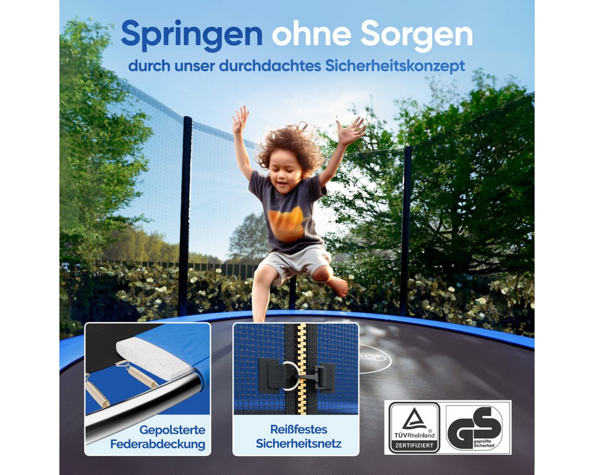 monzana Gartentrampolin, Ø 244 cm, (3 tlg), Ø 244 cm TÜV Rheinland GS Zertifiziert Komplettset