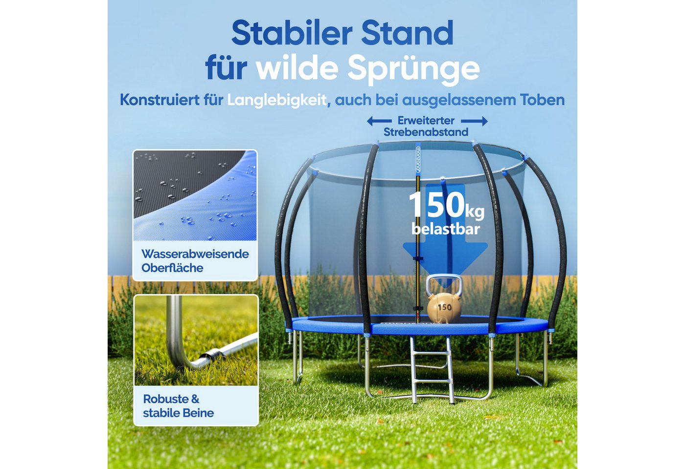 monzana Gartentrampolin, Ø 244 cm, (3 tlg), Ø 244 cm TÜV Rheinland GS Zertifiziert Komplettset Bild 5