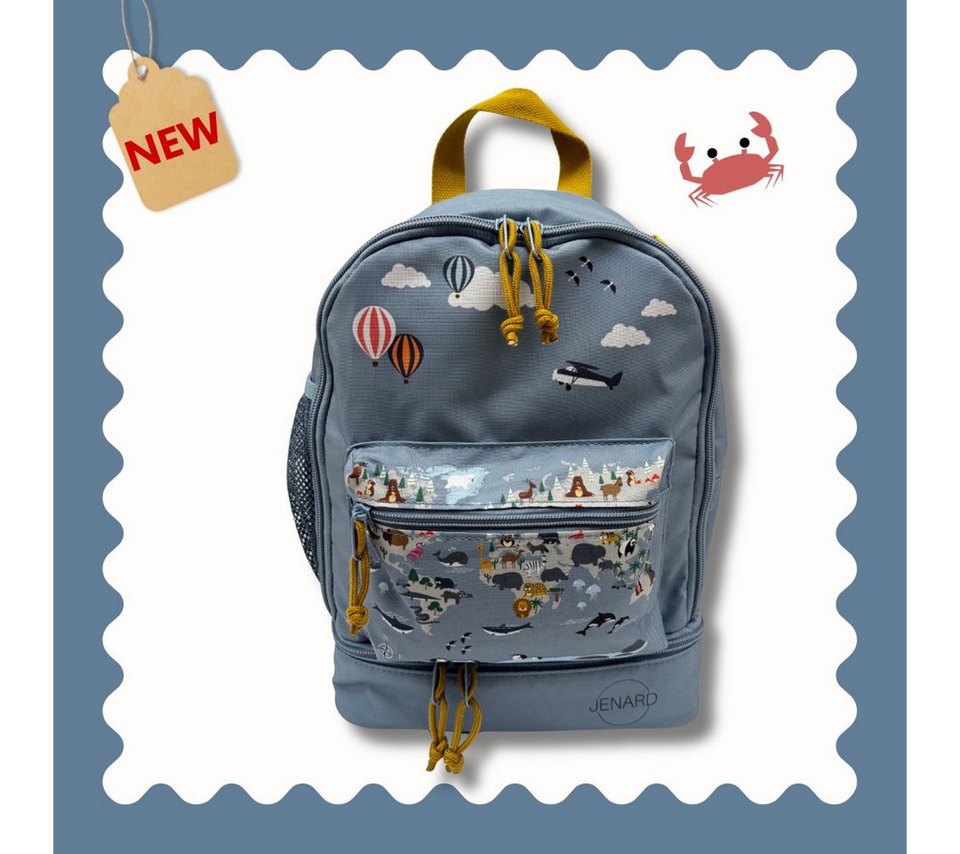 JENARD Kinderrucksack JENARD® Kinder 4er-Set Creme – Rucksack, Trinkflasche, 2 Brotdosen