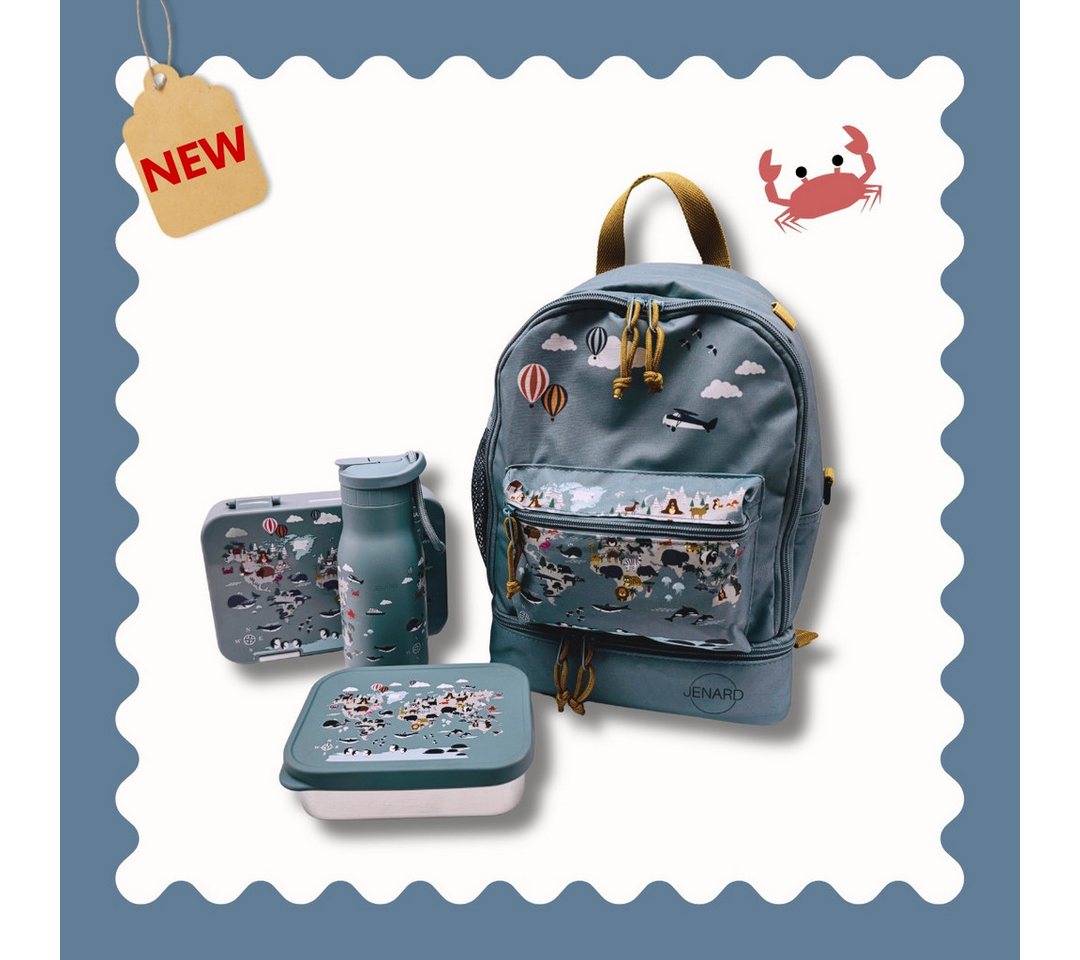 JENARD Kinderrucksack JENARD® Kinder 4er-Set Creme – Rucksack, Trinkflasche, 2 Brotdosen Bild 2