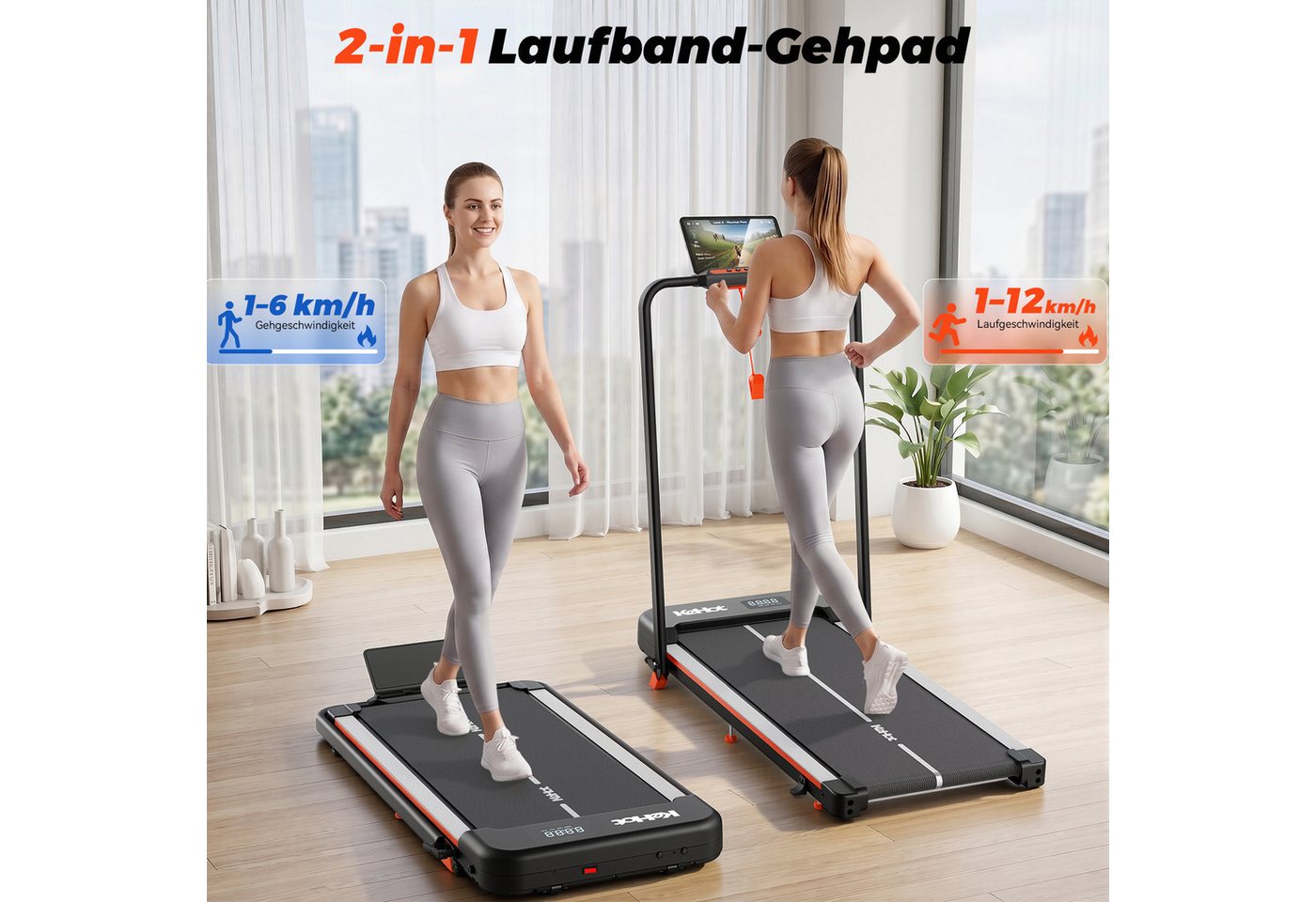 WILGOON Laufband Laufband für Zuhause mit Steigung und gelenkschonendem Laufkomfort (Walking und Laufen von 1–12 km/h für Homeoffice und Alltag, Ideal für Kalorienverbrauch, tägliche Bewegung und Cardio), Klappbar, platzsparend und App-kompatibel für flexibles Training Bild 3