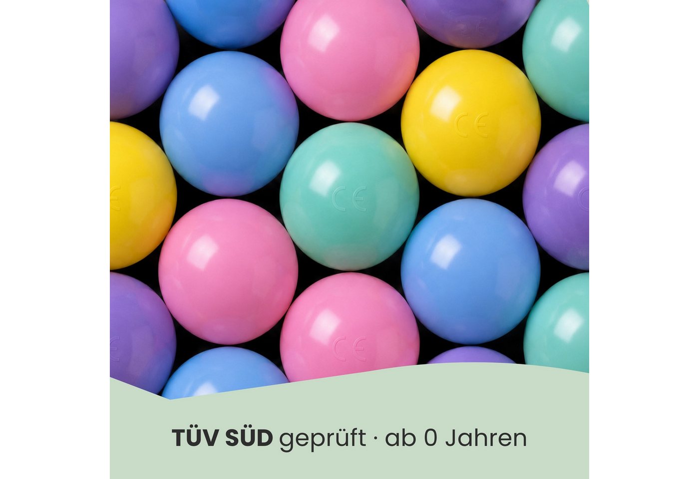 LittleTom Bällebad-Bälle Baby - 300 Bunte Bälle fürs Bällebad - 6cm Geprüfte Kinder Spielbälle (300-St), Ab dem 1. Tag: Babybälle zum Greifen - Plastikbälle für den Bällepool