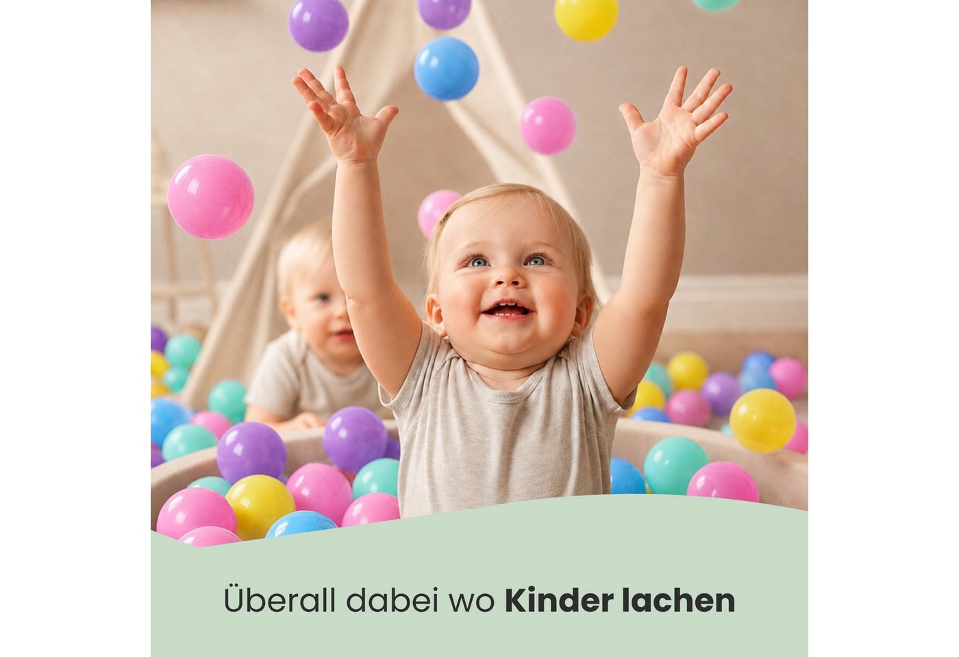 LittleTom Bällebad-Bälle Baby - 300 Bunte Bälle fürs Bällebad - 6cm Geprüfte Kinder Spielbälle (300-St), Ab dem 1. Tag: Babybälle zum Greifen - Plastikbälle für den Bällepool Bild 2