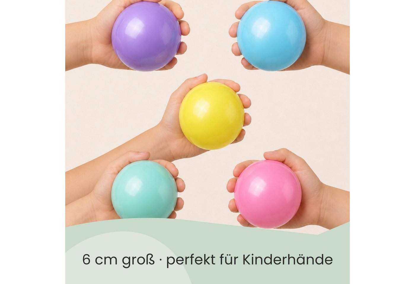 LittleTom Bällebad-Bälle Baby - 300 Bunte Bälle fürs Bällebad - 6cm Geprüfte Kinder Spielbälle (300-St), Ab dem 1. Tag: Babybälle zum Greifen - Plastikbälle für den Bällepool Bild 3