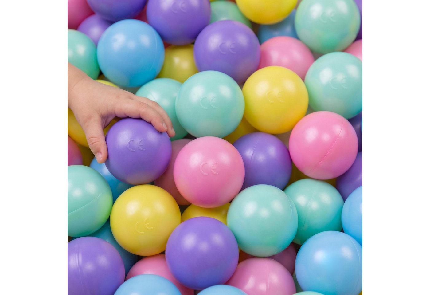 LittleTom Bällebad-Bälle Baby - 300 Bunte Bälle fürs Bällebad - 6cm Geprüfte Kinder Spielbälle (300-St), Ab dem 1. Tag: Babybälle zum Greifen - Plastikbälle für den Bällepool Bild 4