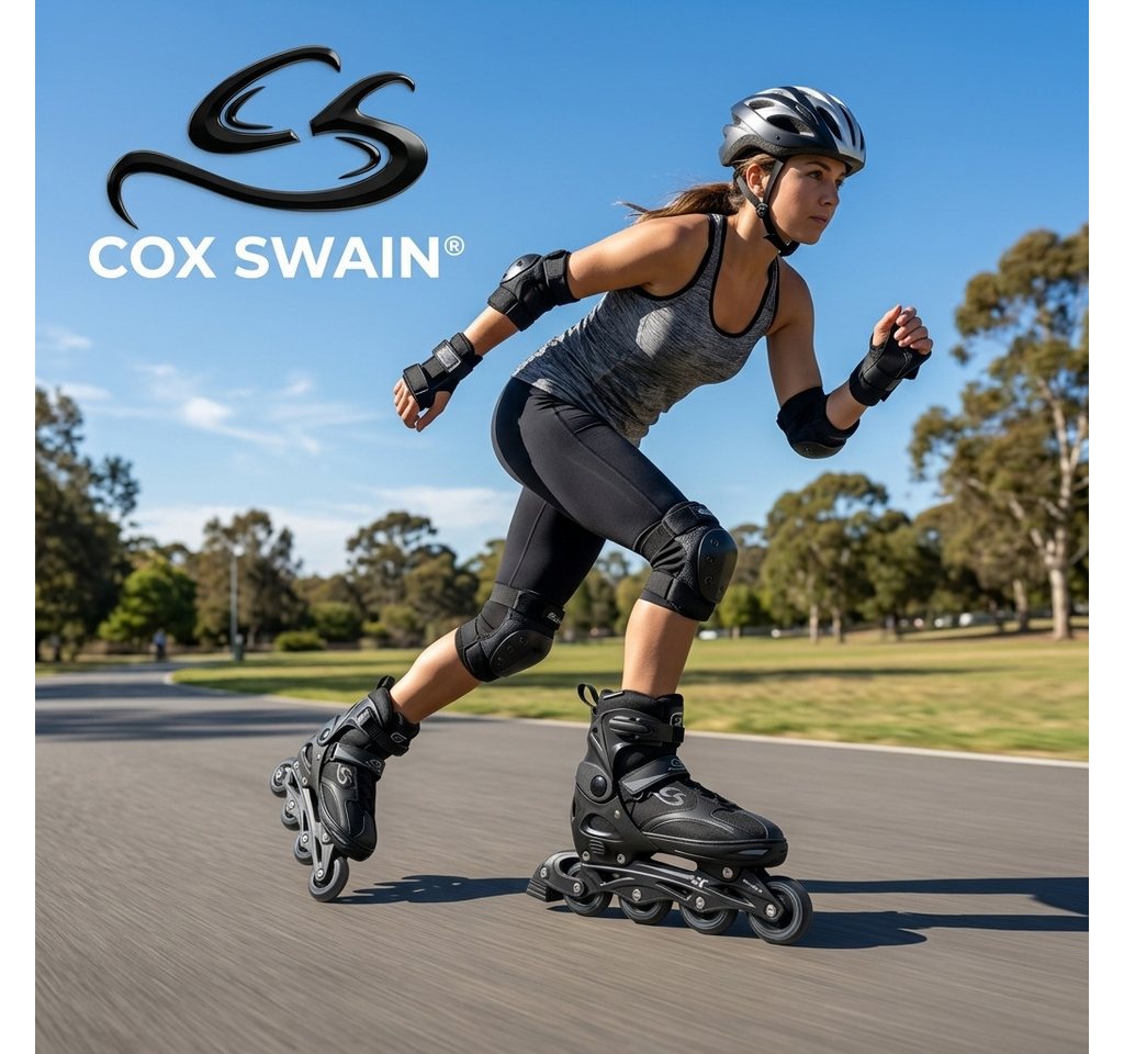 Cox Swain Inlineskates Cox Swain Black Ice 2in1 Inliner & Schlittschuhe M 37-40, (1-St), Mitwachsende Kombi-Skates mit PU-Rollen, ABEC 7 & Edelstahlkufen