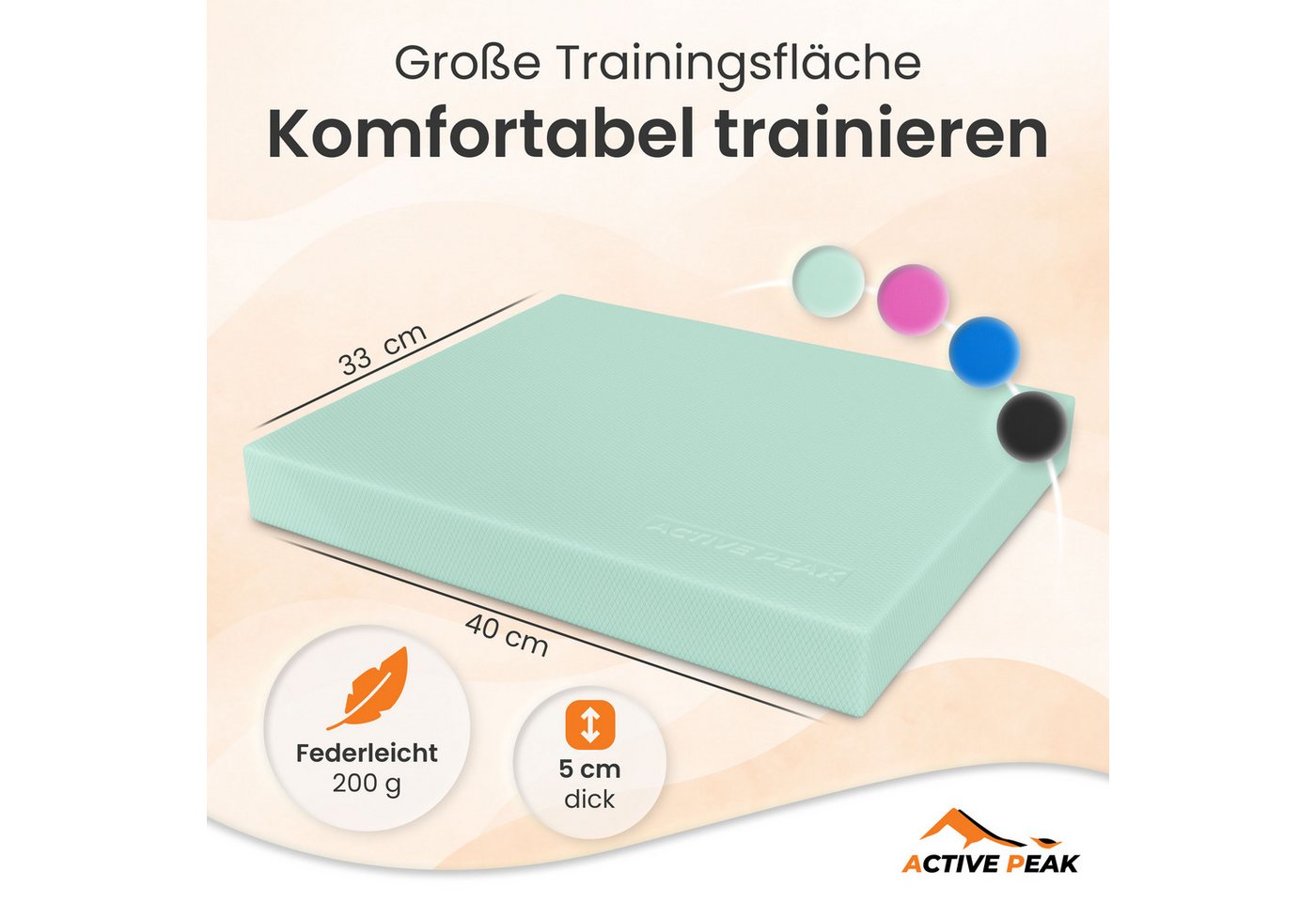Active Peak Balanceboard Balance Pad XXL Gleichgewichtskissen Balancepad, Ideal für Yoga, Pilates & Core-Training & Physiotherapie