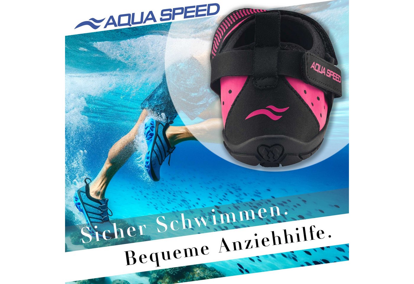 Aqua Speed Schwimmschuhe AGAMA Gr. 39 – Schwarz/Pink + Handtuch Wasserschuh (Badeschuhe für Damen – komfortabel & griffig für Pool & Strand) Weiches Innenmaterial – Komfortabel auch bei langen Strecken Bild 2
