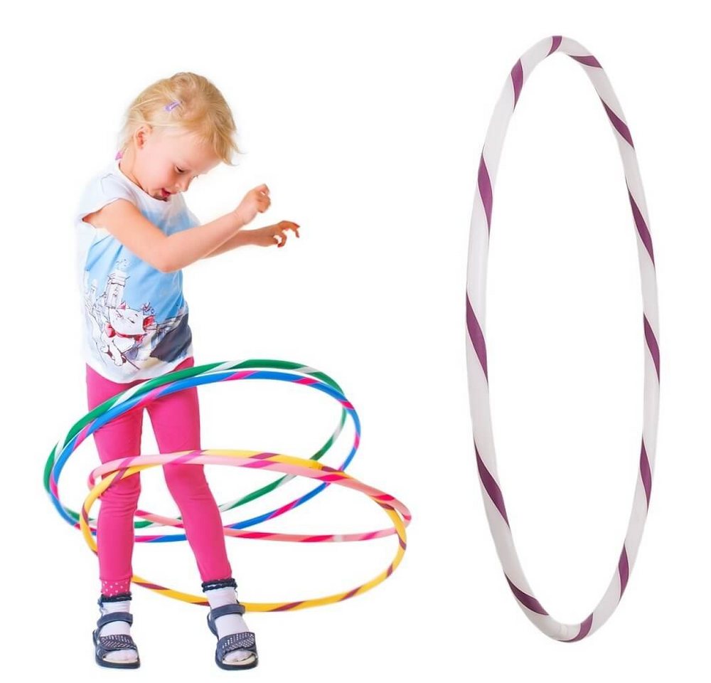 Hoopomania Hula-Hoop-Reifen Bunter Kinder Hula Hoop für kleine Profis, Ø70cm, Weiss-Lila