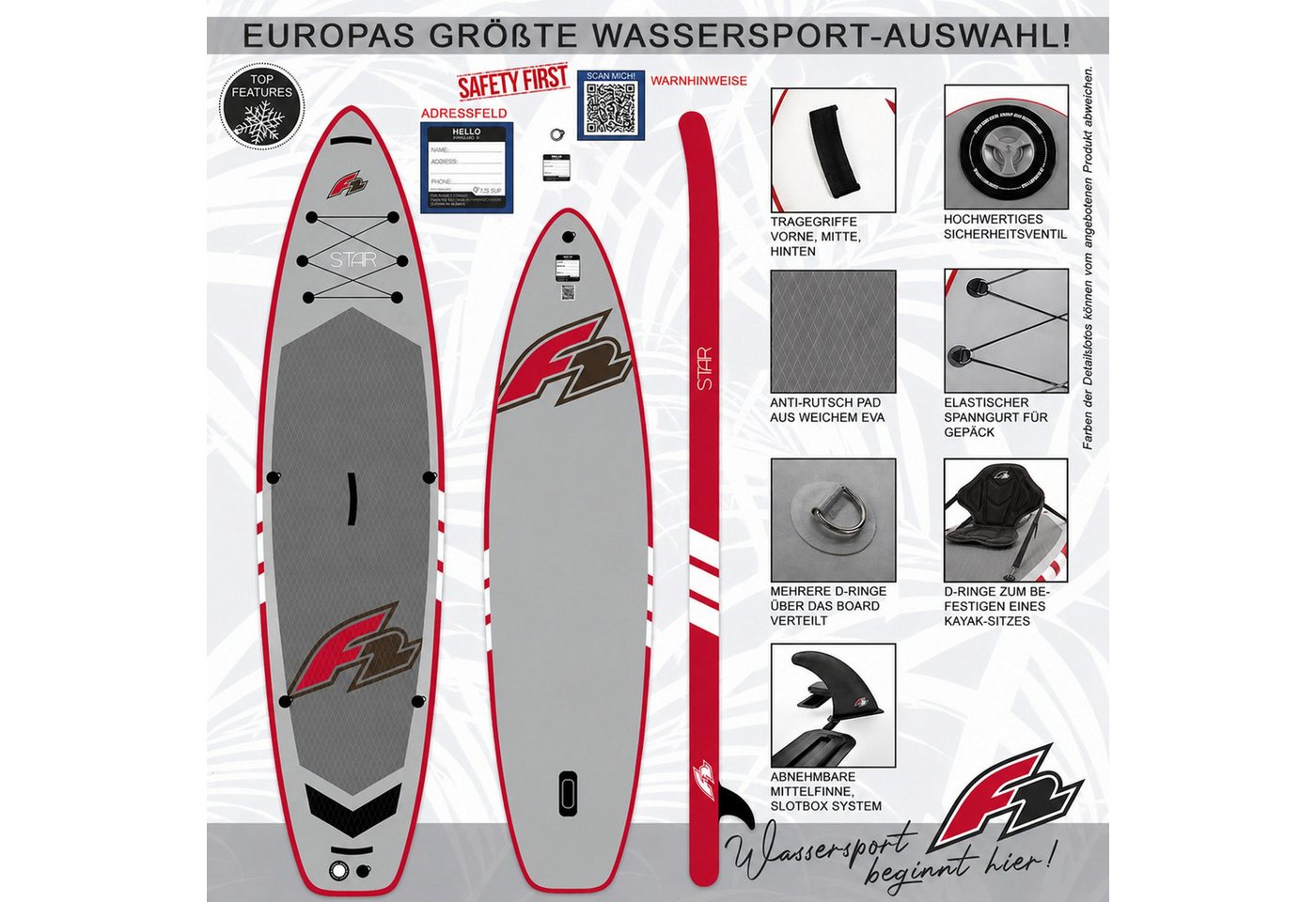 F2 SUP-Board F2 SUP Stand Up Paddle Board Star Grau 350cm Board Only 11,5, Stand up paddle board Bild 3