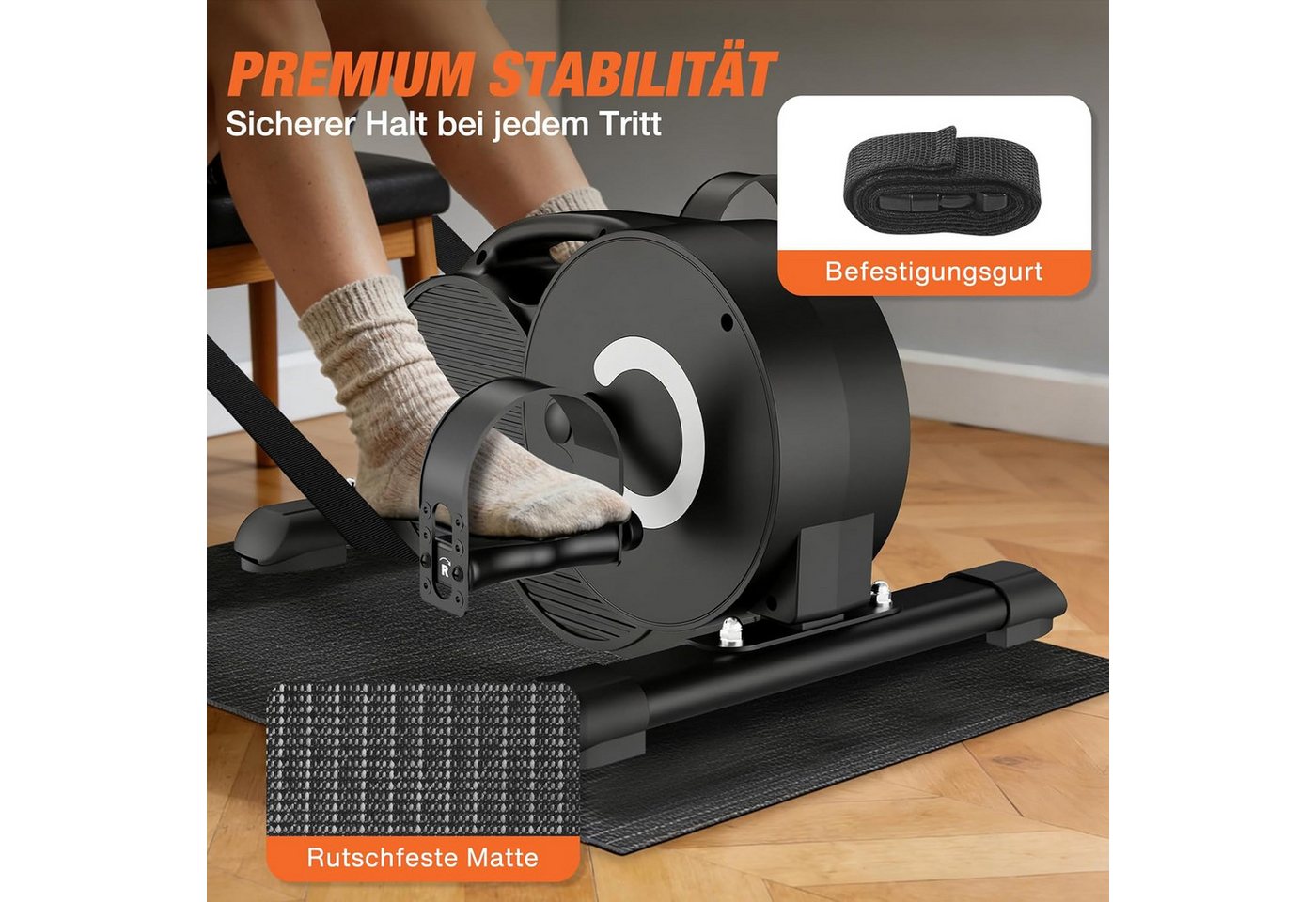 DH FitLife Pedaltrainer Beintrainer für Zuhause mit 16-stufigem Magnetwiderstand, (1-St., für Senioren & Rehabilitation), 3-fach Anti-Rutsch-System, extra leise, bis 220 kg belastbar Bild 2