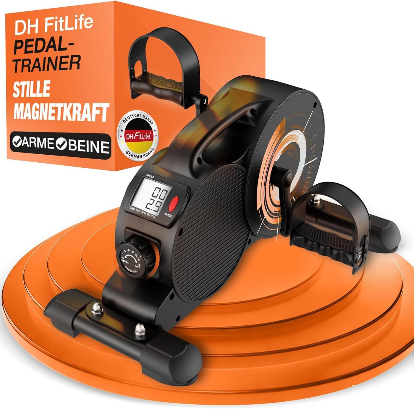 DH FitLife Pedaltrainer Beintrainer für Zuhause mit 16-stufigem Magnetwiderstand, (1-St., für Senioren & Rehabilitation), 3-fach Anti-Rutsch-System, extra leise, bis 220 kg belastbar Bild 3