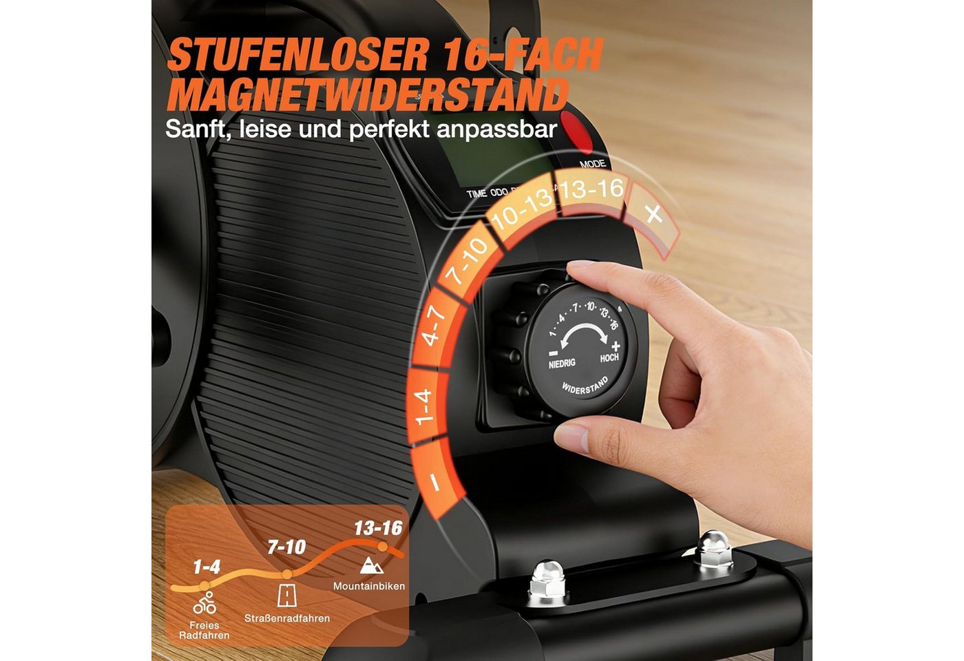 DH FitLife Pedaltrainer Beintrainer für Zuhause mit 16-stufigem Magnetwiderstand, (1-St., für Senioren & Rehabilitation), 3-fach Anti-Rutsch-System, extra leise, bis 220 kg belastbar Bild 4