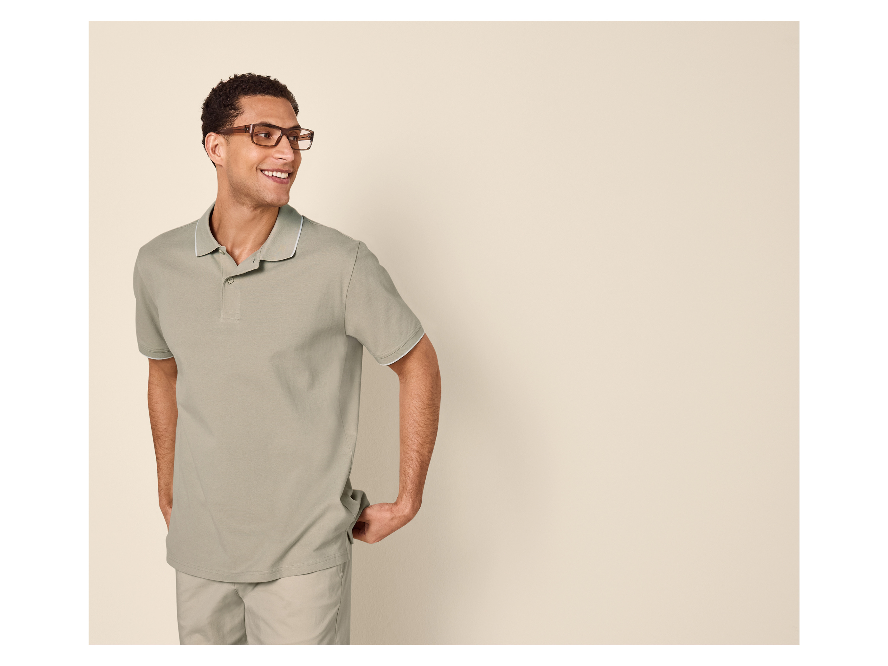 ESMARA MEN Herren Piqué Poloshirt (Beige, S (44/46))
