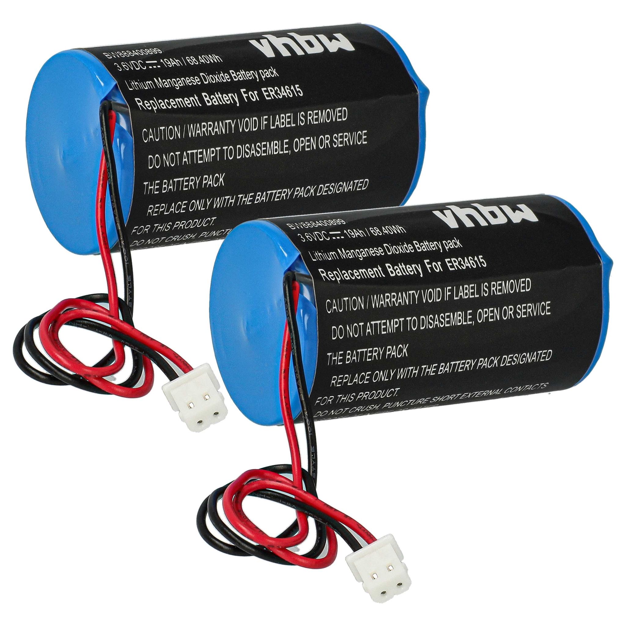 Vhbw 2x Batterie Kompatibel Mit Visonic Mcs-730 Mcs-710, Mcs-720 Alarmanlage, Alarmsystem, Funk-außensirenen (19000 Mah, 3,6 V, Li-ion)