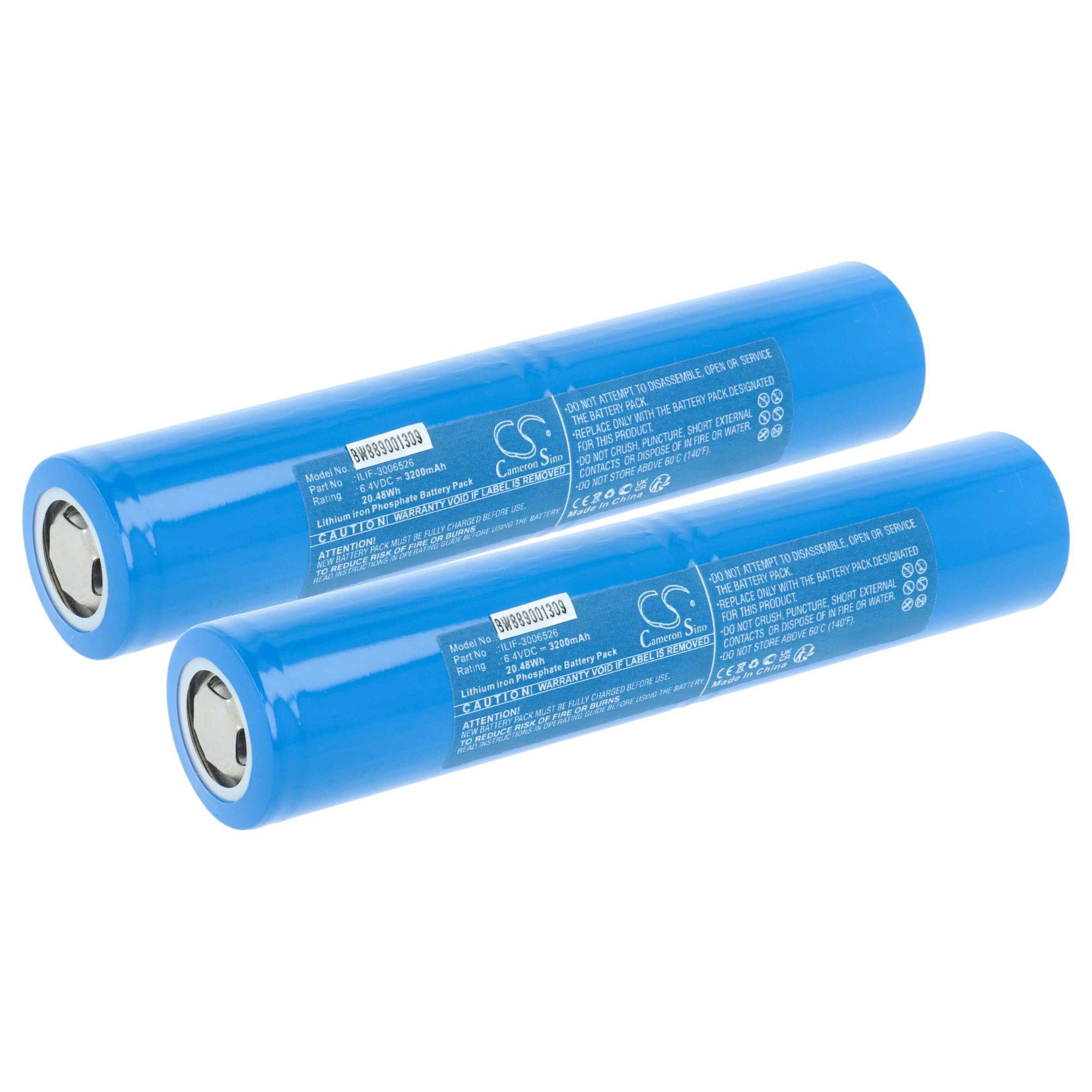 Vhbw 2x Akku Kompatibel Mit Maglite Ml150lr Ml150lr(x), Ml150lrx Taschenlampe Kopflampe (3200 Mah, 6,4 V, Li-ion)