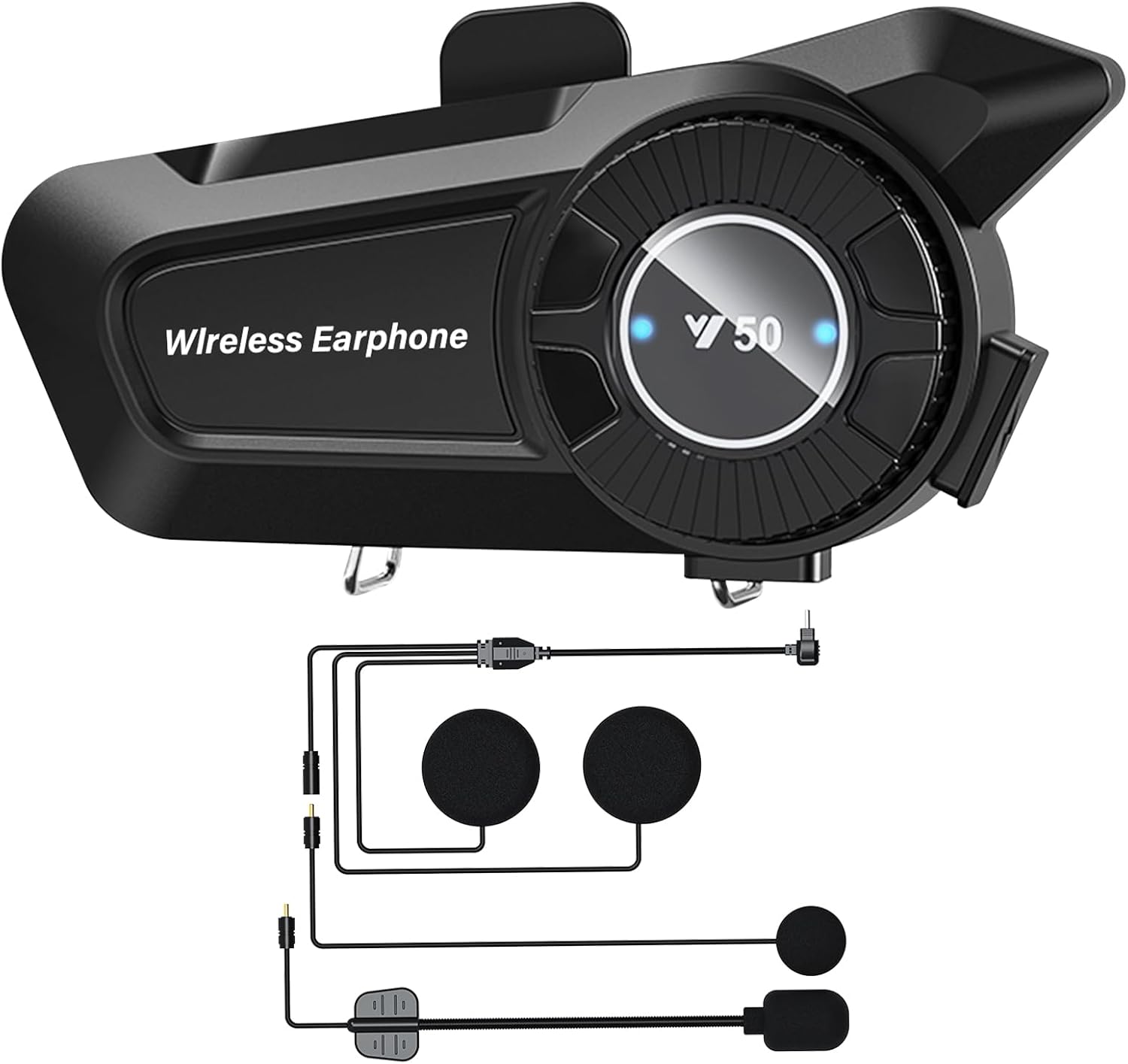 Motorrad-intercom-bluetooth-gerät Mit Wählscheibe, Geräuschunterdrückung (dsp & Cvc), Ipx6 Wasserdicht, Hi-fi-system, Kabelloses 5,3-mm-mikrofon, Automatische Anrufannahme, Ki-assistent, Kompatibel Mi